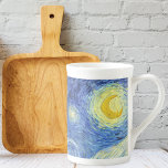 Starry Night Moon Vincent van Gogh Bone China Mug<br><div class="desc">A fine art Bone China Mug with Starry Night (1889),  a post-impressionist painting by Vincent Van Gogh (1853-1890). A landscape painting depicting the view outside the window from Van Gogh's room at the sanitorium in Saint-Remy-de-Provence,  Southern France with a crescent moon in the nighttime sky.</div>