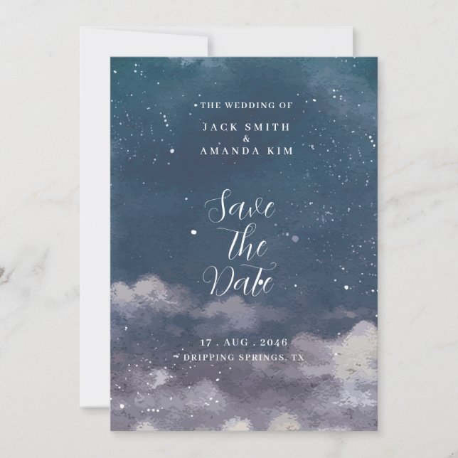 starry night moonlight wedding Save the date Invitation (Front)