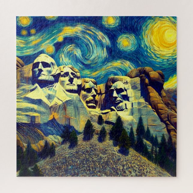 Starry Night Mt. Rushmore South Dakota Jigsaw Puzzle (Vertical)
