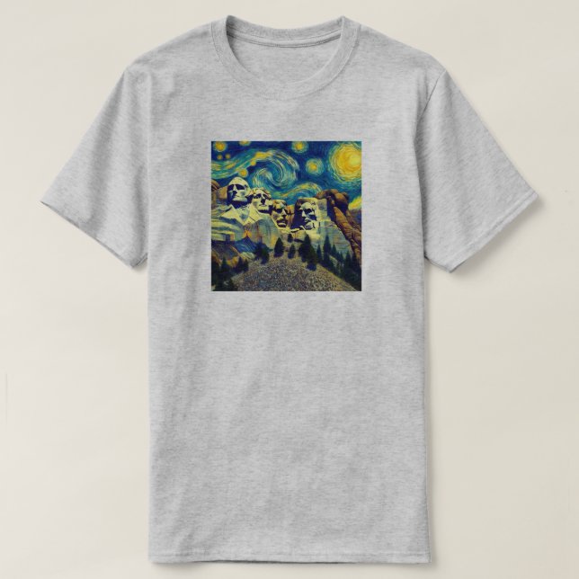 Starry Night Mt. Rushmore South Dakota T-Shirt (Design Front)