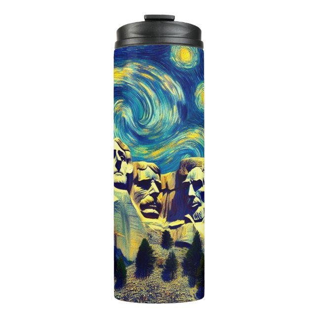 Starry Night Mt. Rushmore South Dakota Thermal Tumbler (Front)