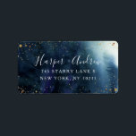 Starry Night Navy Blue Watercolor Return Address Label<br><div class="desc">Perfect address label for the wedding planning couple. Make sure to check out the invitation card that goes together with this label. Background is dark navy blue ombre watercolor texture with faux gold glitters.</div>