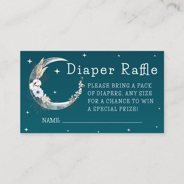 Starry Night Navy Boho Pampas Grass Diaper Raffle  Enclosure Card (Front)