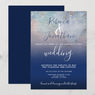 Starry Night Navy et Gold Faire-part de mariage