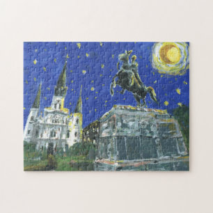 Starry Night New Orleans French Quarter Jigsaw Puzzle