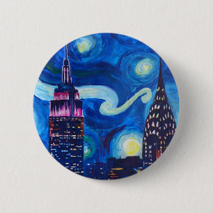 Starry Night New York 2 Inch Round Button