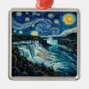 Starry Night Niagara Falls Metal Ornament