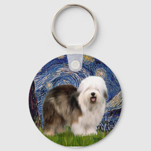 Starry Night - Old English 12 Keychain