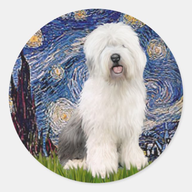 Starry Night - Old English #3 Classic Round Sticker (Front)