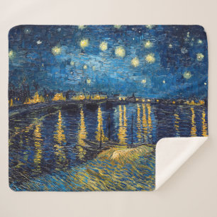 Starry Night on the Rhone Van Gogh Sherpa Blanket