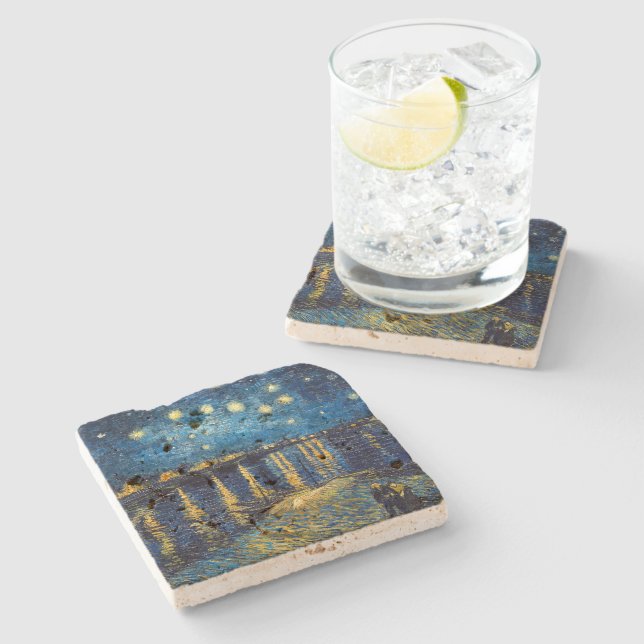 Starry Night on the Rhone | Van Gogh | Stone Coaster (Side)