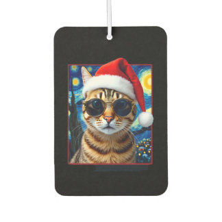 Starry Night Orange Tabby Cat Christmas Air Freshener
