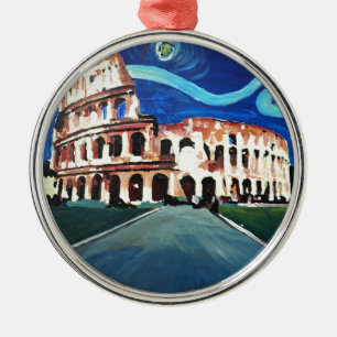Starry Night over Colloseum in Rome Italy Metal Ornament