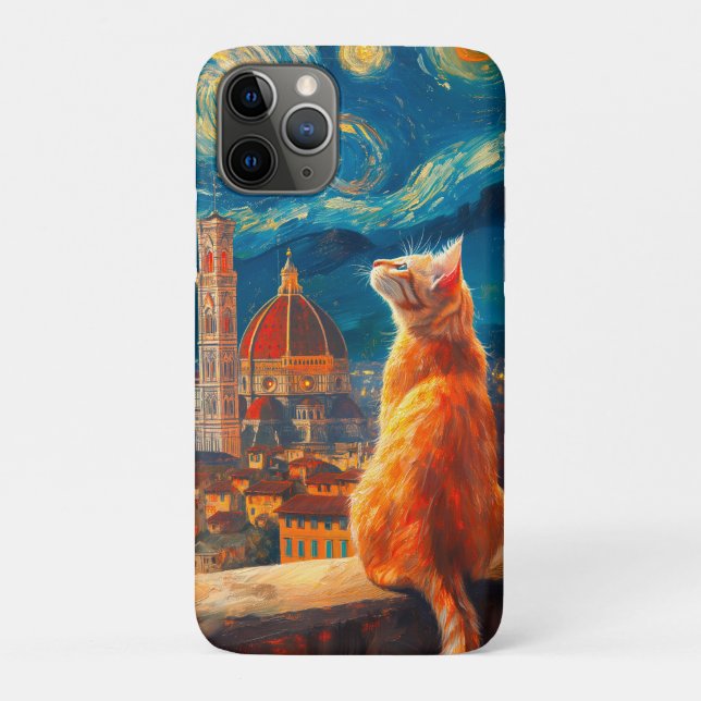 Starry Night Over Florence | Ginger Cat Art Case-Mate iPhone Case (Back)