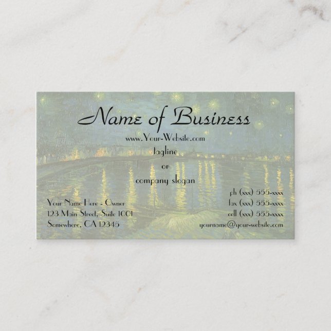 Starry Night Over Rhone by Vincent van Gogh Business Card (Front)
