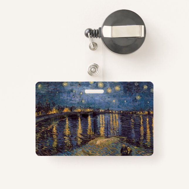 Starry Night Over Rhone River by Vincent Van Gogh Badge (Back with Retractable)