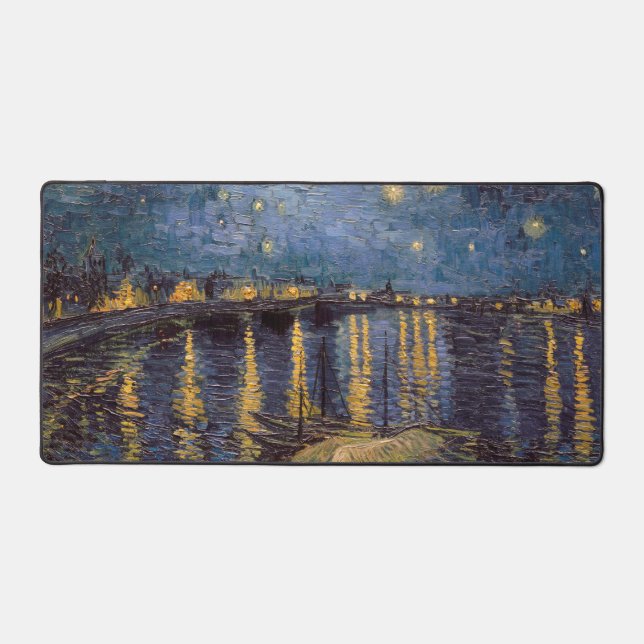 Starry Night Over Rhone River by Vincent Van Gogh Desk Mat (Front)