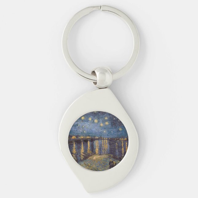 Starry Night Over Rhone River by Vincent Van Gogh Keychain (Front)