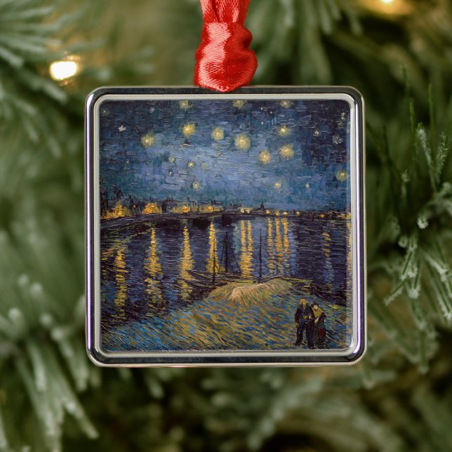 Starry Night Over Rhone River by Vincent Van Gogh Metal Ornament (Tree)