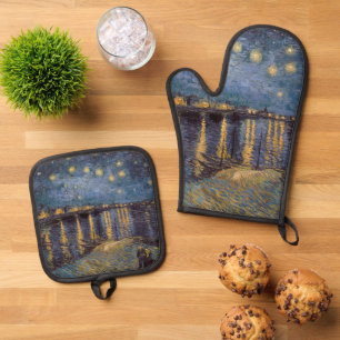 Starry Night Over Rhone River by Vincent Van Gogh Oven Mitt & Pot Holder Set