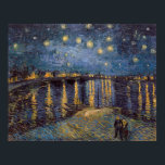 Starry Night Over Rhone River by Vincent Van Gogh Poster<br><div class="desc">Dreamlike story inspired by Vincent Van Gogh's Night Over the Rhône: The air hummed with the low thrum of the river, a lullaby that lulled the senses. Two figures, their faces obscured by the soft glow of the gas lamps, strolled along the riverbank. They moved with a gentle sway, as...</div>