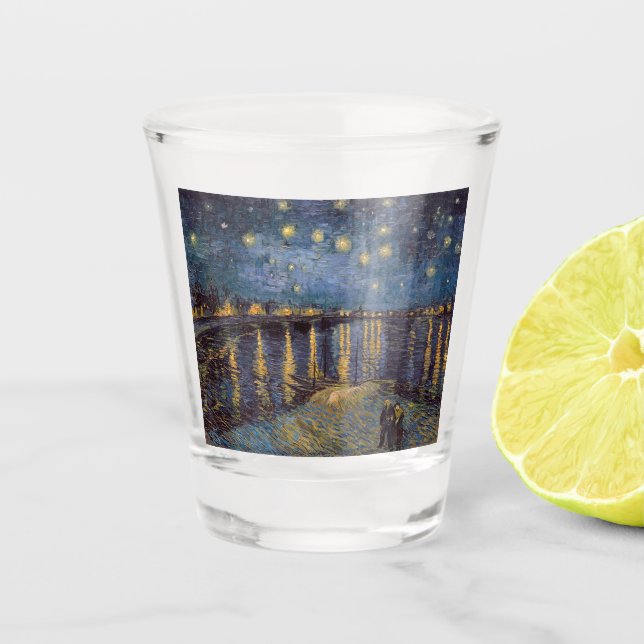 Starry Night Over Rhone River by Vincent Van Gogh Shot Glass (Front)