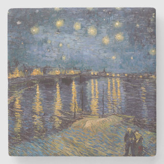 Starry Night Over Rhone River by Vincent Van Gogh Stone Coaster