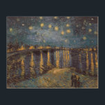 Starry Night Over Rhone River by Vincent Van Gogh Wood Wall Art<br><div class="desc">Dreamlike story inspired by Vincent Van Gogh's Night Over the Rhône: The air hummed with the low thrum of the river, a lullaby that lulled the senses. Two figures, their faces obscured by the soft glow of the gas lamps, strolled along the riverbank. They moved with a gentle sway, as...</div>