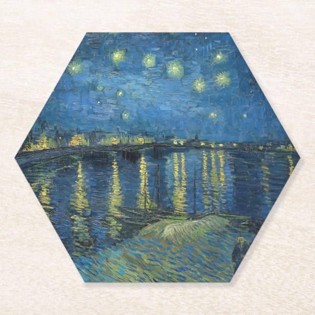 Starry Night Over the Rhone (1888) Vincent van Gog Paper Coaster (Front)