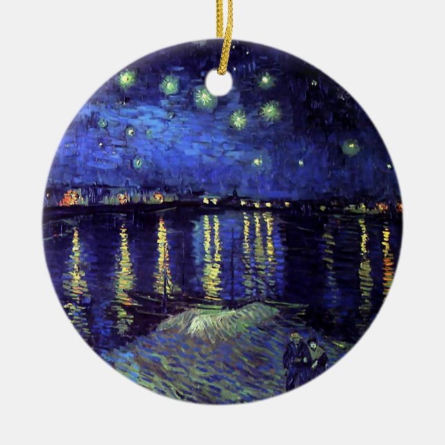 Starry night over the Rhone by Van Gogh Ceramic Ornament (Front)