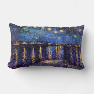Starry night over the Rhone by Van Gogh Lumbar Pillow