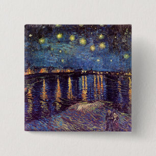 Starry Night Over the Rhone by Vincent van Gogh 2 Inch Square Button