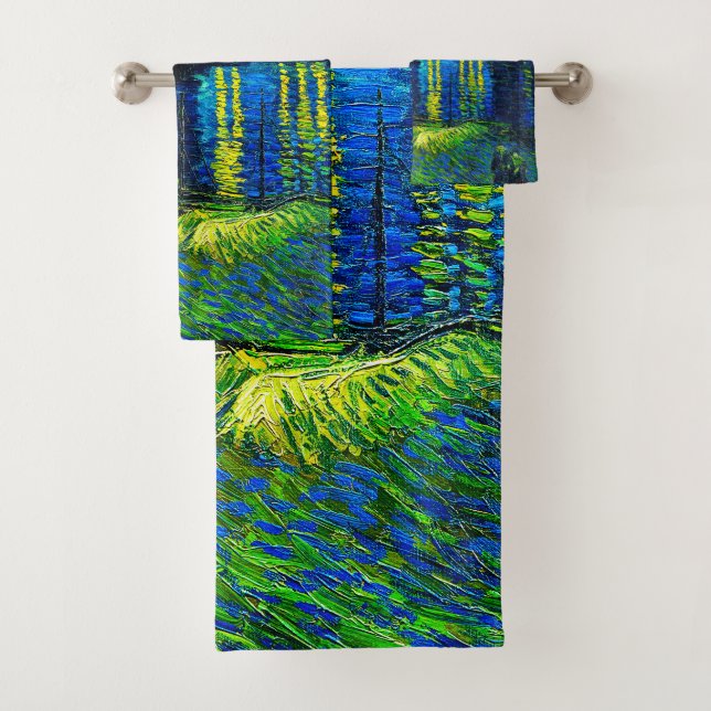 Starry Night Over the Rhone by Vincent Van Gogh Bath Towel Set (Insitu)