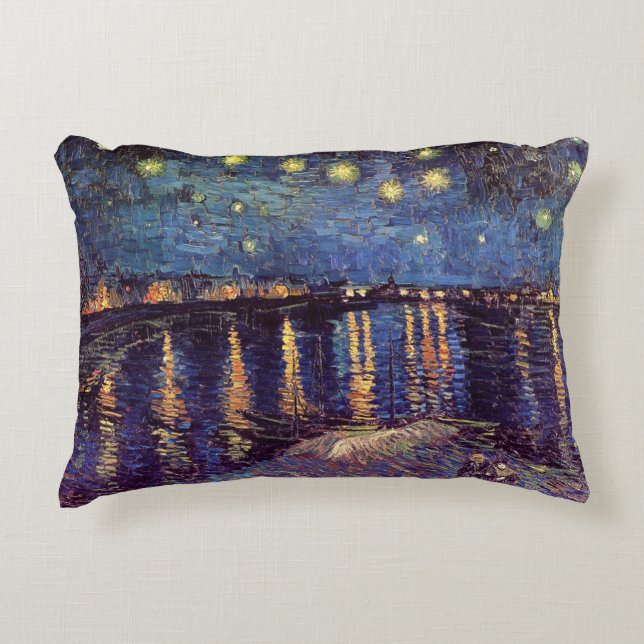 Starry Night Over the Rhone by Vincent van Gogh Decorative Pillow (Front)
