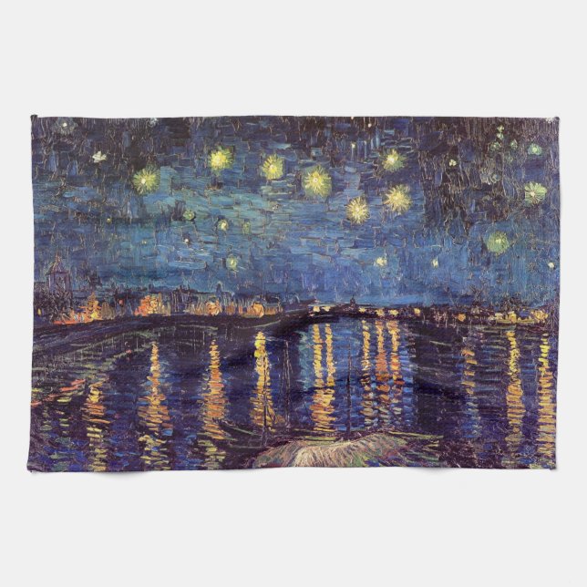 Starry Night Over the Rhone by Vincent van Gogh Kitchen Towel (Horizontal)