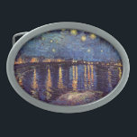 Starry Night Over the Rhone by Vincent van Gogh Oval Belt Buckle<br><div class="desc">Starry Night Over The Rhone by Vincent van Gogh is a vintage fine art post impressionism nautical seascape painting. A maritime view over the water of the Rhone river at night with stars in the sky shimmering in the reflection. About the artist: Vincent Willem van Gogh (1853 -1890) was one...</div>