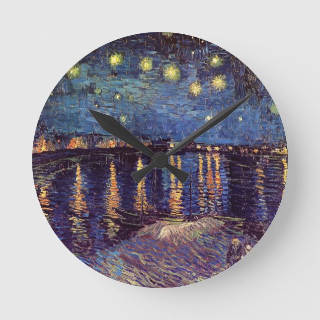 Starry Night Over the Rhone by Vincent van Gogh Round Clock (Front)