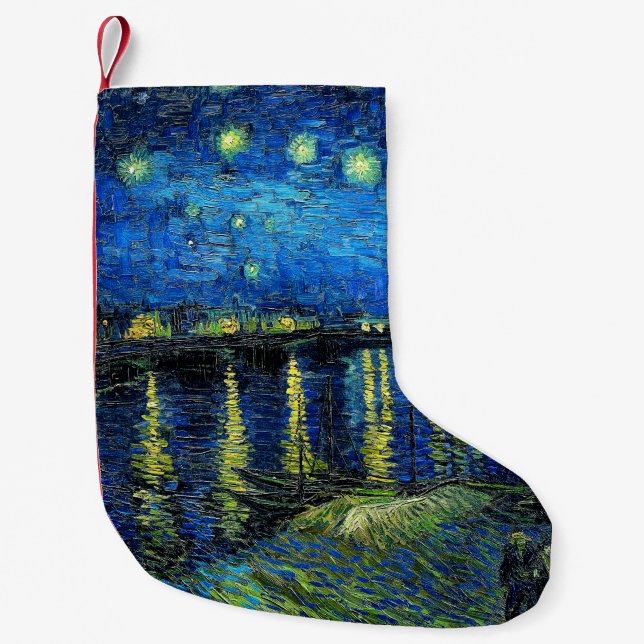 Starry Night Over the Rhone by Vincent Van Gogh Small Christmas Stocking (Front)