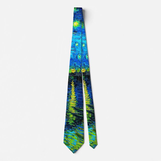 Starry Night Over the Rhone by Vincent Van Gogh Tie (Front)