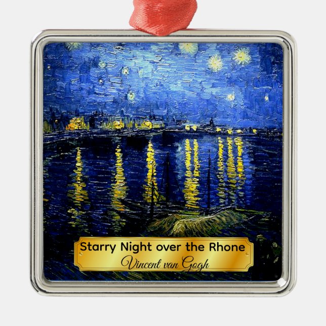 Starry Night over the Rhone Metal Ornament (Front)