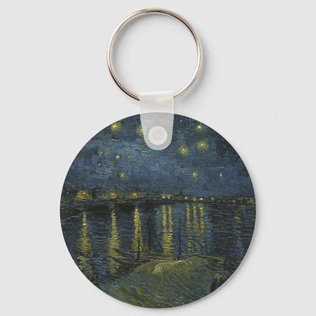Starry Night Over the Rhône, oil painting Van Gogh Keychain (Front)