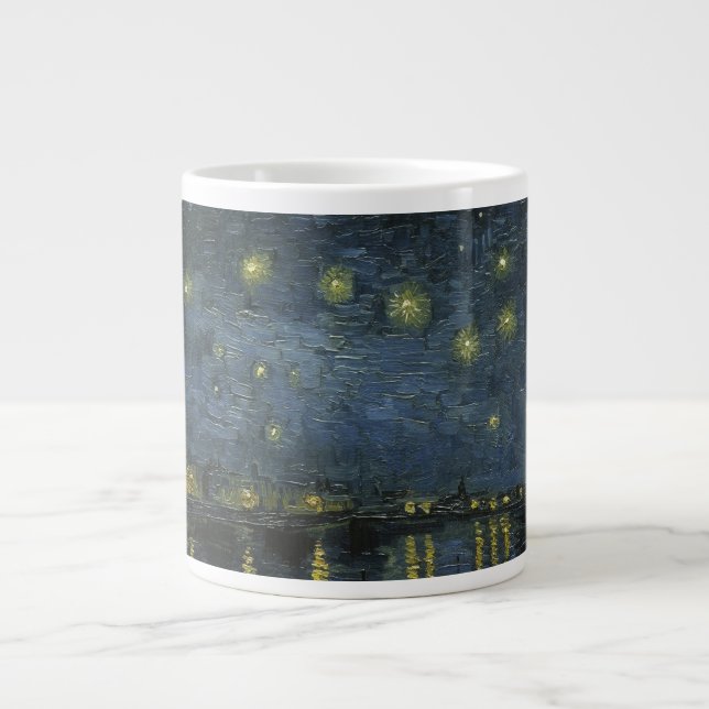 Starry Night Over the Rhône, oil painting Van Gogh Large Coffee Mug (Front)