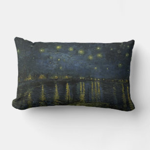 Starry Night Over the Rhône, oil painting Van Gogh Lumbar Pillow