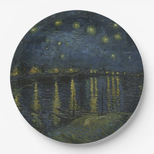 Starry Night Over the Rhône, oil painting Van Gogh Paper Plate