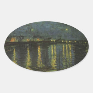 Starry Night Over the Rhone Oval Sticker