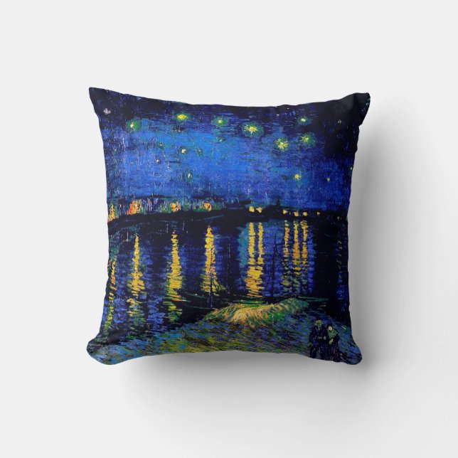 Starry Night Over the Rhone Van Gogh Fine Art Throw Pillow (Front)