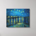 Starry Night Over the Rhône | Vincent Van Gogh Canvas Print<br><div class="desc">Starry Night Over the Rhône (1888) by Dutch artist Vincent Van Gogh. Original artwork is an oil on canvas depicting an energetic post-impressionist night sky in moody shades of blue and yellow. 

Use the design tools to add custom text or personalize the image.</div>