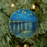 Starry Night Over the Rhône | Vincent Van Gogh Ceramic Ornament<br><div class="desc">Starry Night Over the Rhône (1888) by Dutch artist Vincent Van Gogh. Original artwork is an oil on canvas depicting an energetic post-impressionist night sky in moody shades of blue and yellow. 

Use the design tools to add custom text or personalize the image.</div>