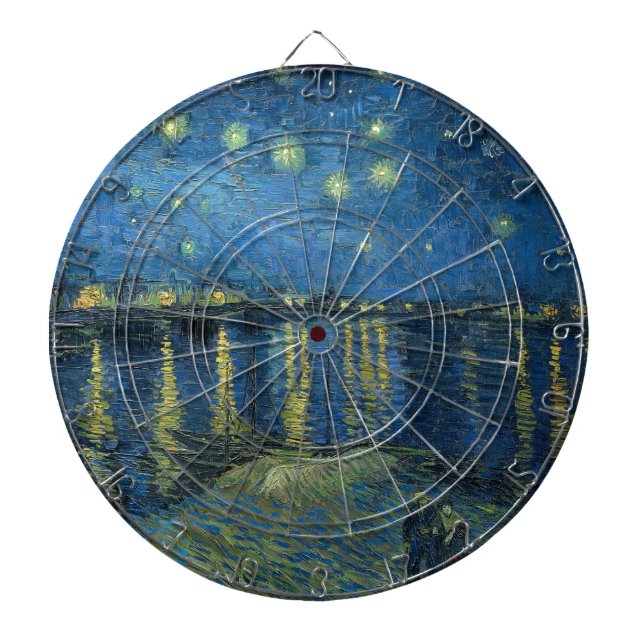 Starry Night Over the River Rhone (by van Gogh) Dartboard (Front)
