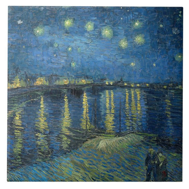 Starry Night Over the River Rhone (by van Gogh) Tile (Front)